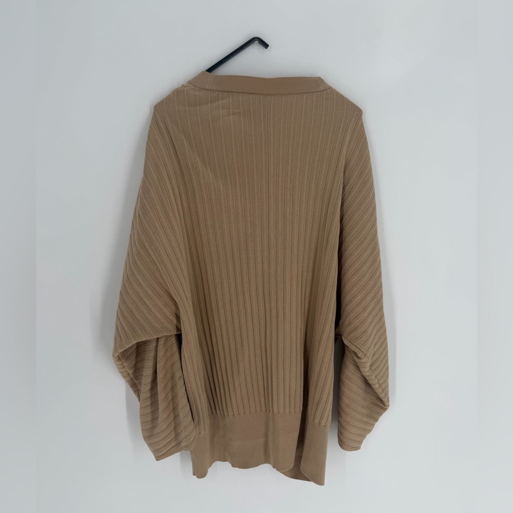 Cos Loose Fit Ribbed Raglan Sleeve Cardigan In Beige - Picture 7 of 7